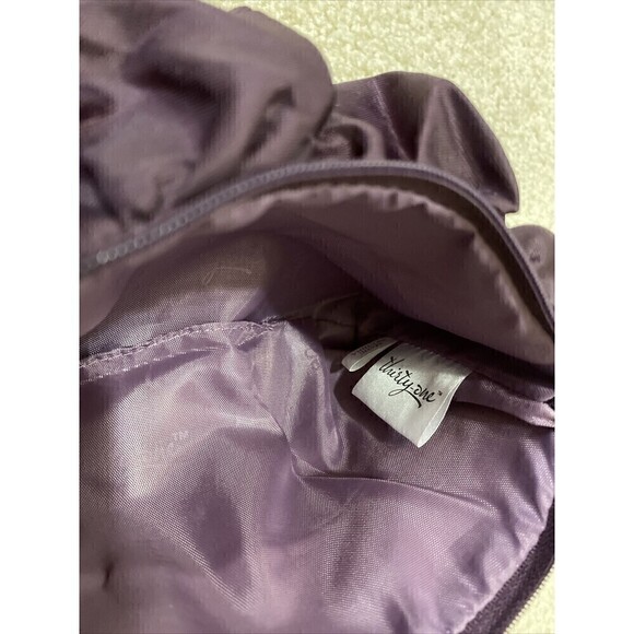 Thirty One Purple Ruffle Wristlet Plum Bag Handbag Clutch Wallet Nylon 608A - Picture 10 of 11